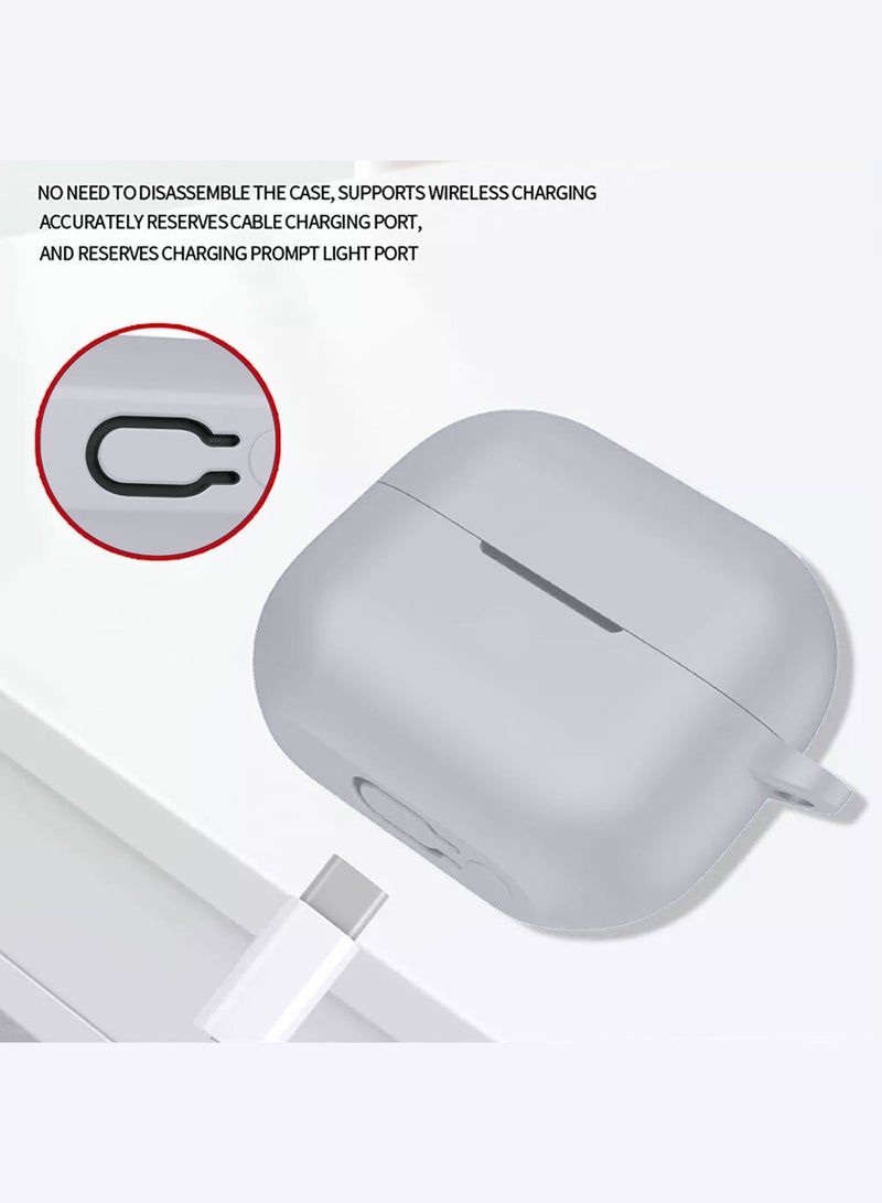MARGOUN ( for Galaxy Buds 3 Pro / Buds 3 ) Case, Premium Silicone Case with Carabiner Shockproof Soft Silicone Protective Case for Men,Women Light Grey  - Image 2