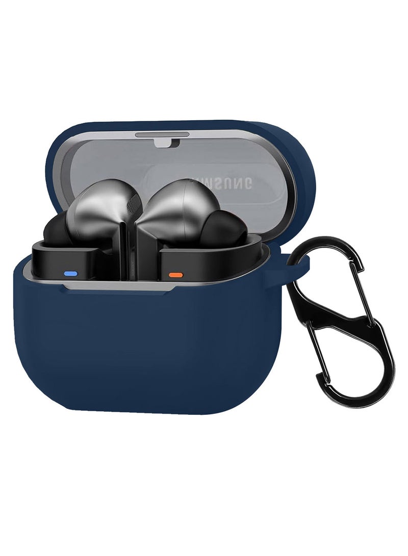 MARGOUN ( for Galaxy Buds 3 Pro / Buds 3 ) Case, Premium Silicone Case with Carabiner Shockproof Soft Silicone Protective Case for Men,Women Dark Blue  - Image 1