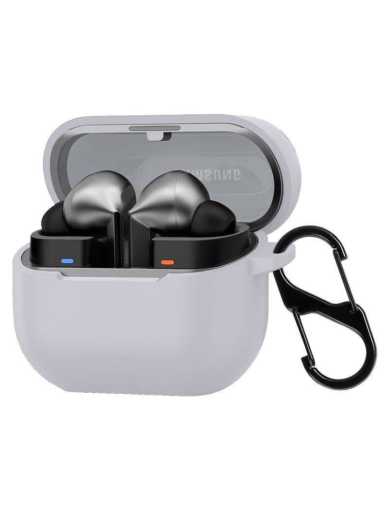 MARGOUN ( for Galaxy Buds 3 Pro / Buds 3 ) Case, Premium Silicone Case with Carabiner Shockproof Soft Silicone Protective Case for Men,Women Light Grey - Image 1