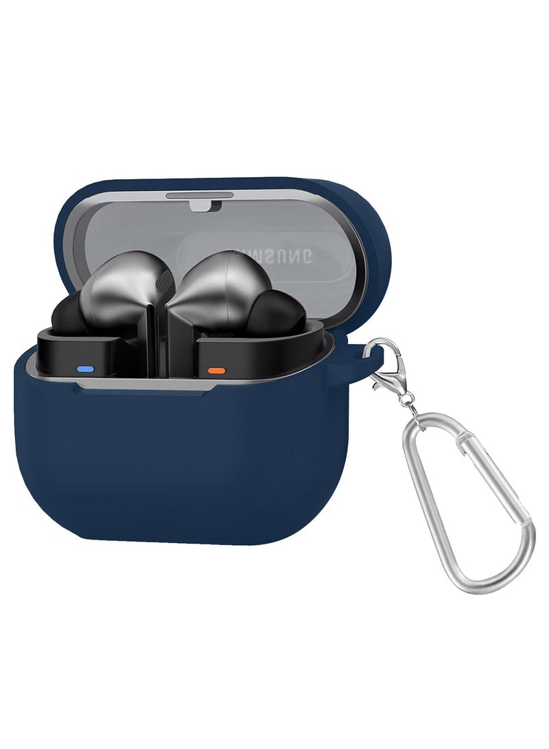 MARGOUN ( for Galaxy Buds 3 Pro / Buds 3 ) Case, Premium Silicone Case with Carabiner Shockproof Soft Silicone Protective Case for Men,Women Dark Blue  - Image 1