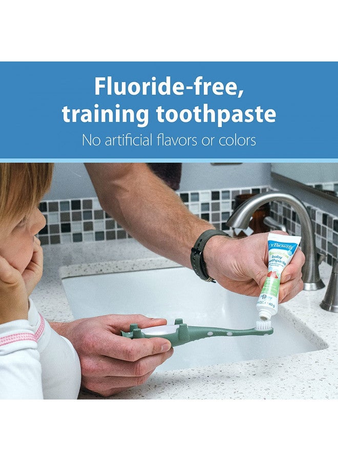 Dr. Brown’s Infant-To-Toddler Training Toothbrush Set, Giraffe With Fluoride-Free Strawberry Baby Toothpaste, 0-3 Years  - Image 2