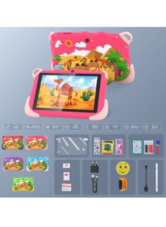 C idea 7-Inch Smart Tablet for Kids 6GB RAM 128GB ROM Wi-Fi Bluetooth GPS Android 12 Edge Proof Children Education Tab with Built-in Foldable Stand Dual Camera Game Tab Black  - Image 4