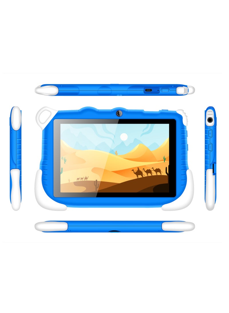 سي آيديا 7-Inch Smart Tablet for Kids 6GB RAM 128GB ROM Wi-Fi Bluetooth GPS Android 12 Edge Proof Children Education Tab with Built-in Foldable Stand Dual Camera Game Tab Black  - Image 3