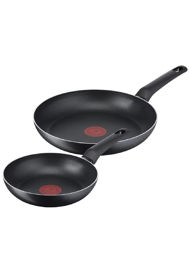 Tefal - 2-Piece Performance Plus Durable Ergonomic Handle Frying Pan Set Black 27.5 x 36 x 60 cm G3019032 Black - Image 1
