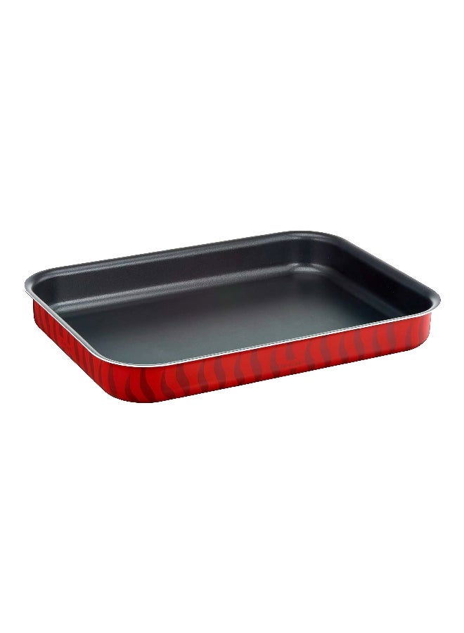 Tefal Tempo Flame Rectangular Non-Stick Aluminium Baking Oven Dish Red and Black 5.3 x 27x 37cm J5714882 Red and Black  - Image 1