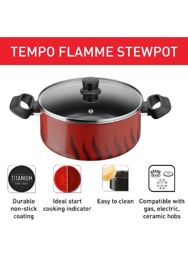 Tefal ‎Dishwasher Safe Tempo Flame Non-Stick Stewpot with Lid Red and Black 30 cm C3045485 Red and Black  - Image 4