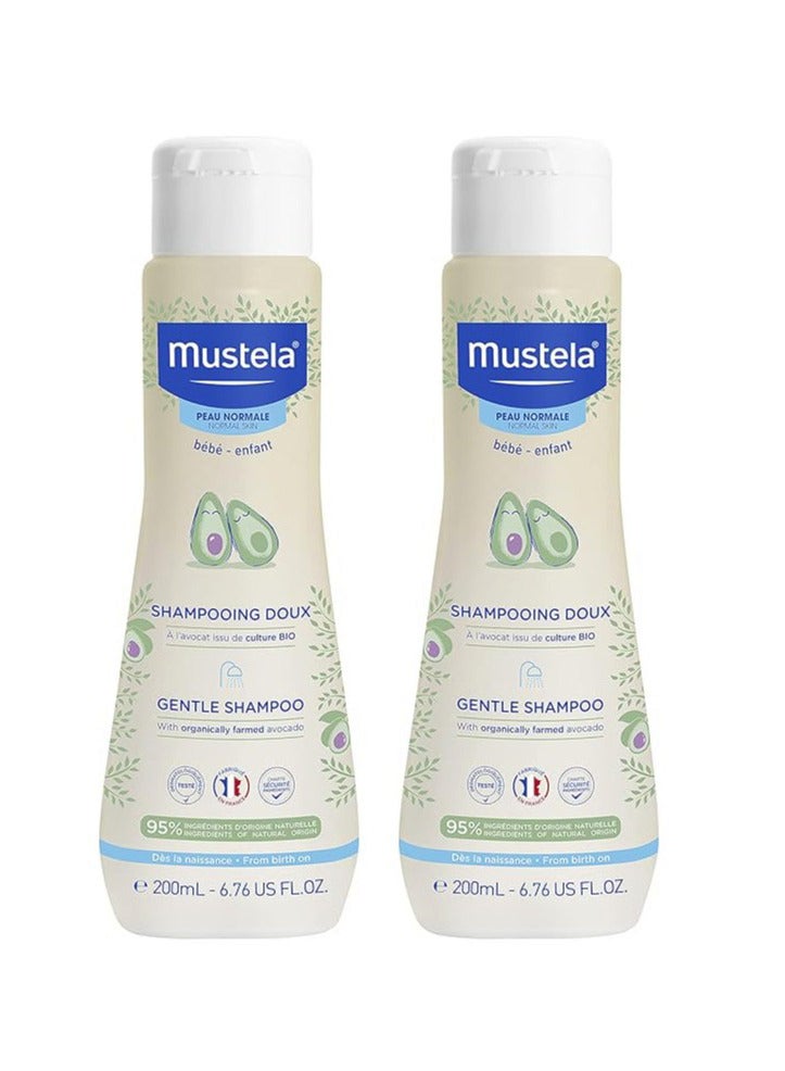 Mustela Pack Of 2 Gentle Baby Shampoo With Organically Farmed Avocado 200ml - Image 1