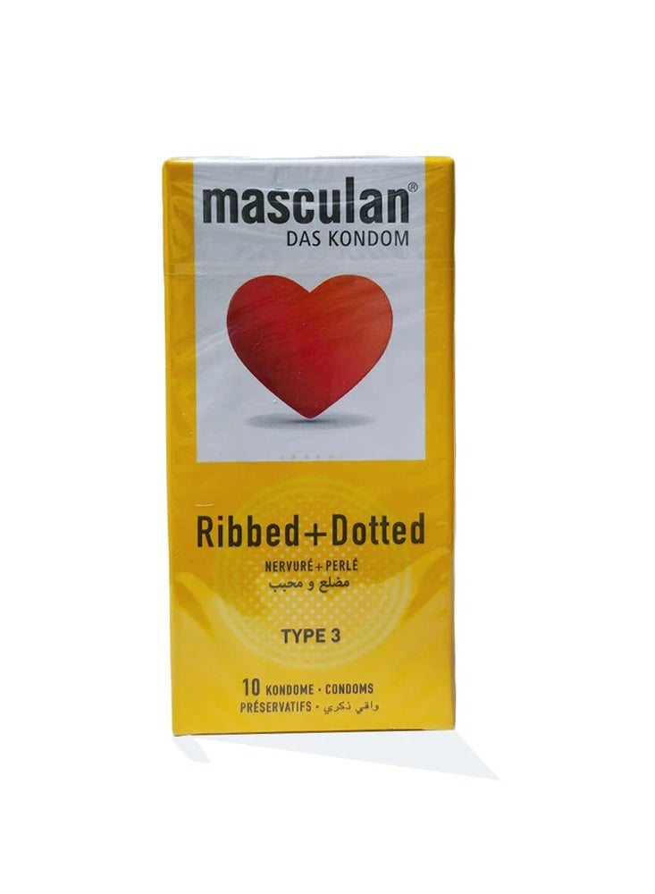 masculan Condoms Ribbed + Dotted Type 3  - Image 1