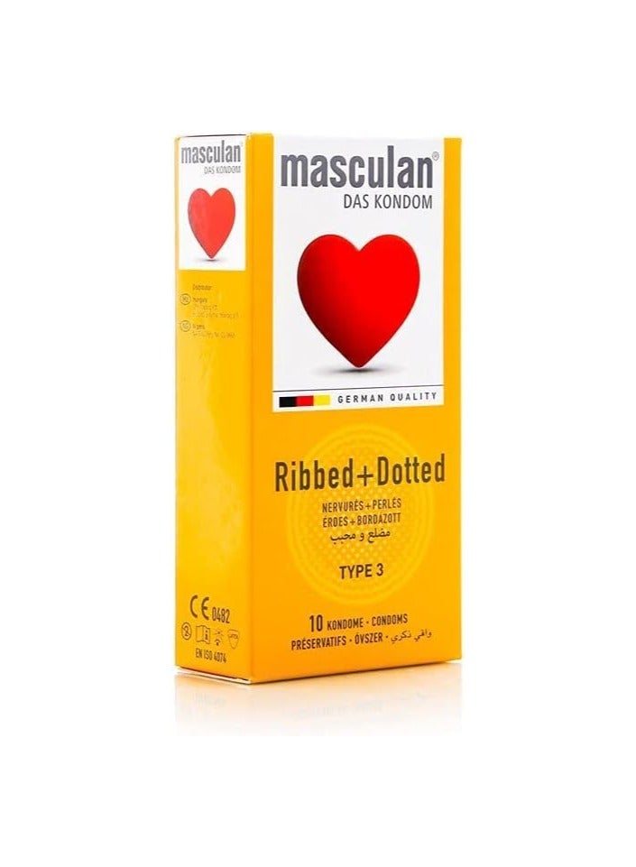 masculan Condoms Ribbed + Dotted Type 3  - Image 2