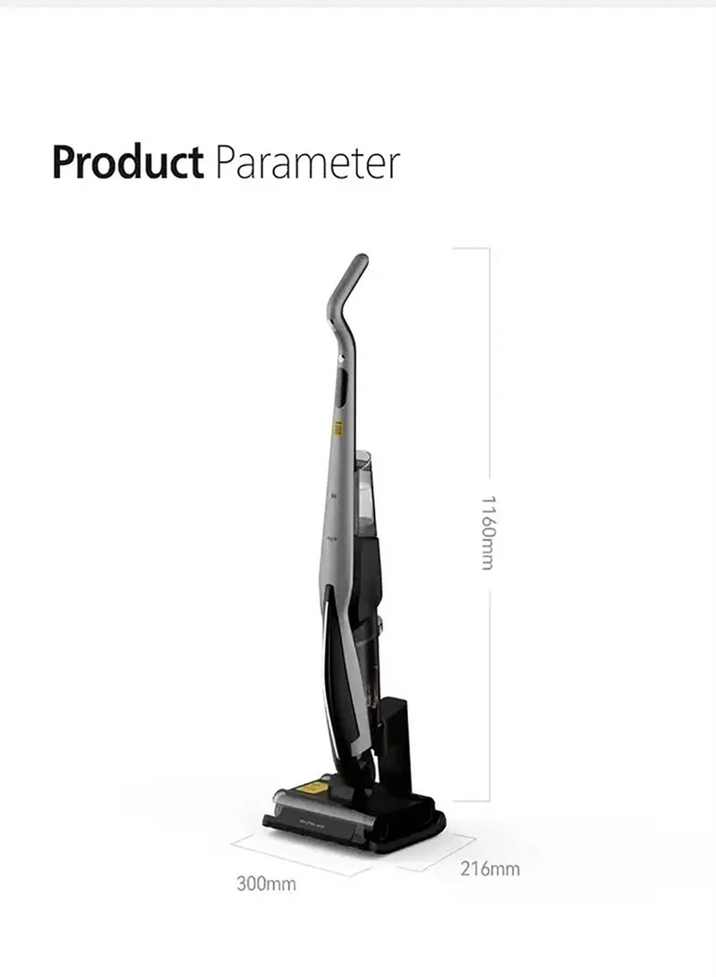 ديرما - Cordless Vacuum Cleaner Wet And Dry Vacuum Cleaner 15000PA Suction Force And Run Time Of Max 30 Mints, Double Roller Brush 600ml Clean Water Tank & 700ml Sewage Tank 4000mAh Battery 160W - 160 W VX96W Black - Image 1