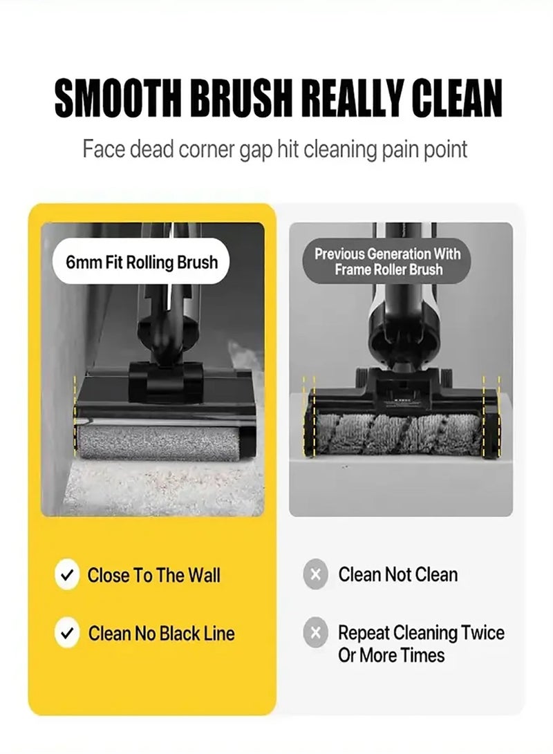 ديرما - Cordless Vacuum Cleaner Wet And Dry Vacuum Cleaner 15000PA Suction Force And Run Time Of Max 30 Mints, Double Roller Brush 600ml Clean Water Tank & 700ml Sewage Tank 4000mAh Battery 160W - 160 W VX96W Black - Image 1