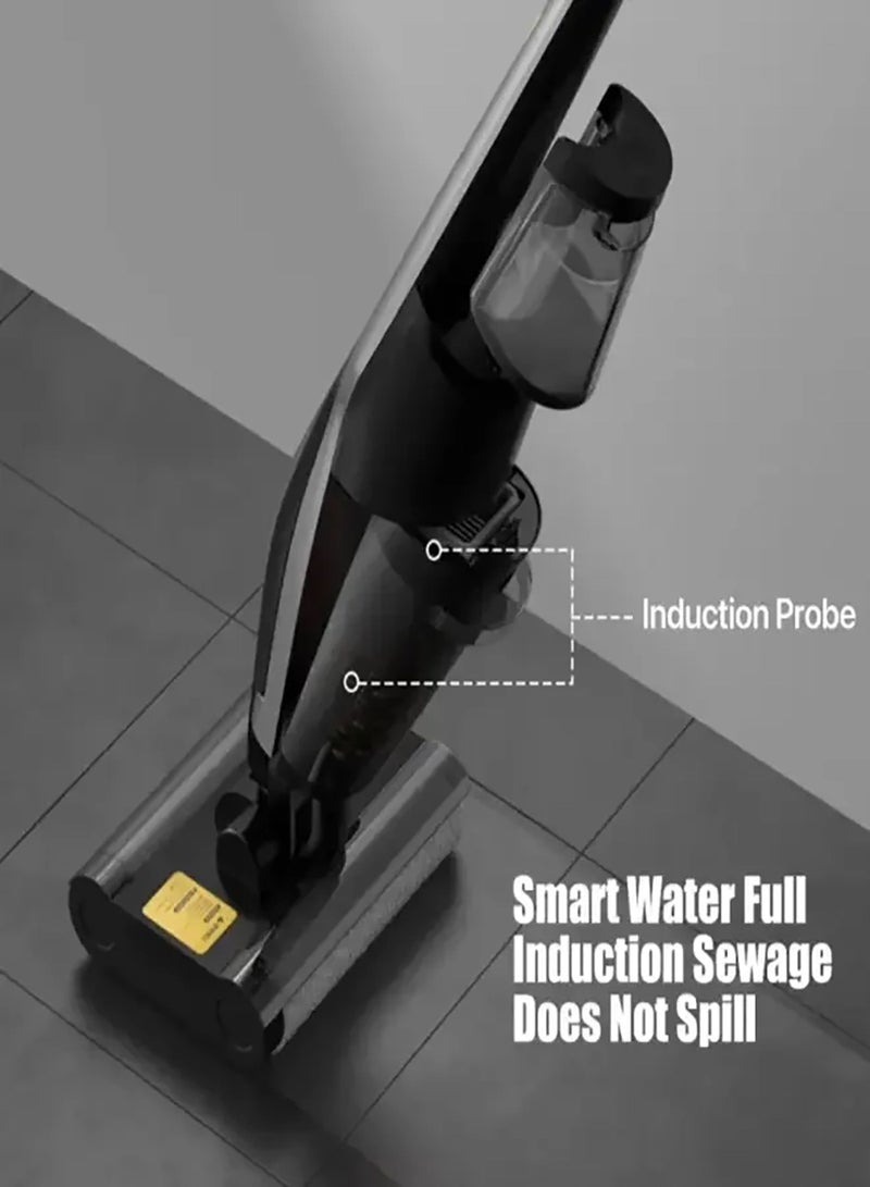 ديرما - Cordless Vacuum Cleaner Wet And Dry Vacuum Cleaner 15000PA Suction Force And Run Time Of Max 30 Mints, Double Roller Brush 600ml Clean Water Tank & 700ml Sewage Tank 4000mAh Battery 160W - 160 W VX96W Black - Image 1