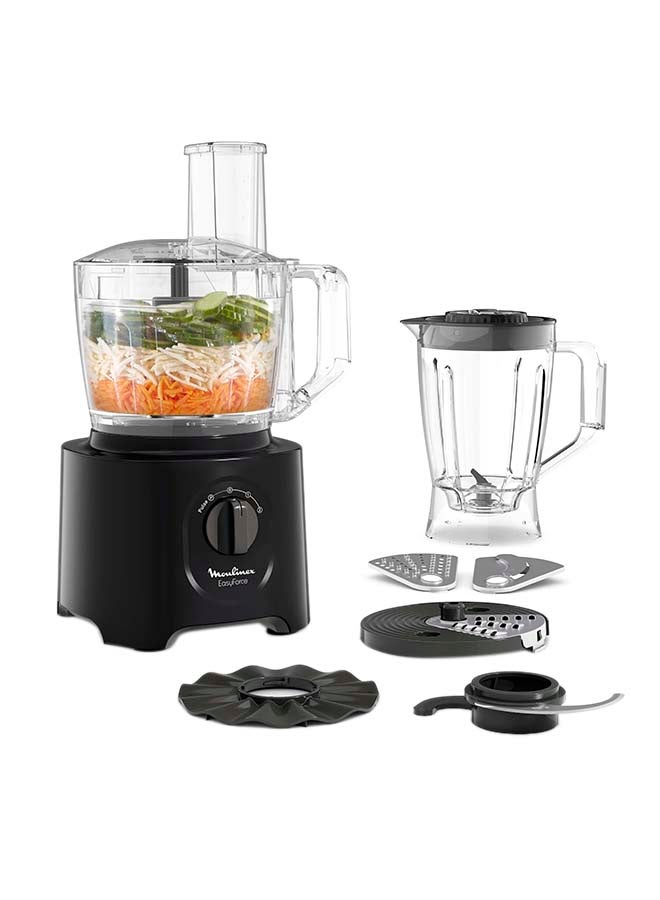 مولينكس Moulinex  Food Processor |Easy Force | 6 Attachments |25 Functions | Easy to Use | Black | FP247827 800 W FP247827 Black  - Image 1
