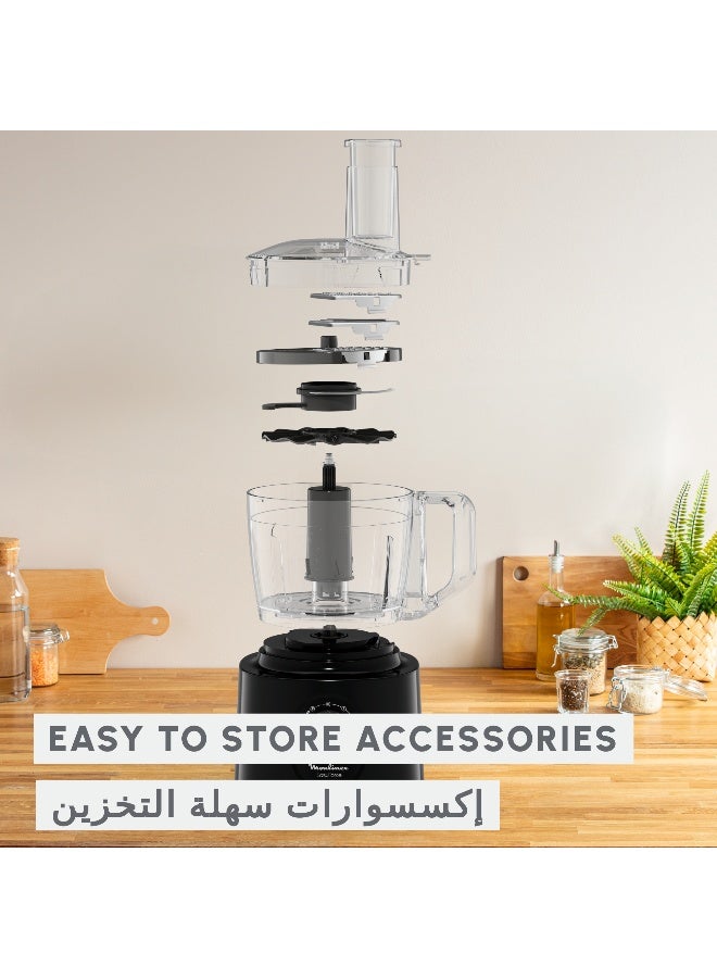 Moulinex  Food Processor |Easy Force | 6 Attachments |25 Functions | Easy to Use | Black | FP247827 800 W FP247827 Black - Image 5