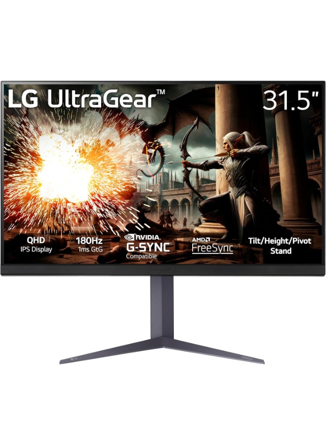 LG 32 inch Inch UltraGear Gaming Monitor (2560 x 1440) IPS Display, QHD, HDMI with Response Time Upto 1ms (GTG), Refrsh Rate 180Hz (Overclock to 200) Black - Image 1