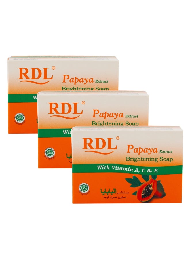 RDL Pack of 3 Papaya Whitening Soap with Vitamin A,C, and E Orange 3 X 135grams - Image 1