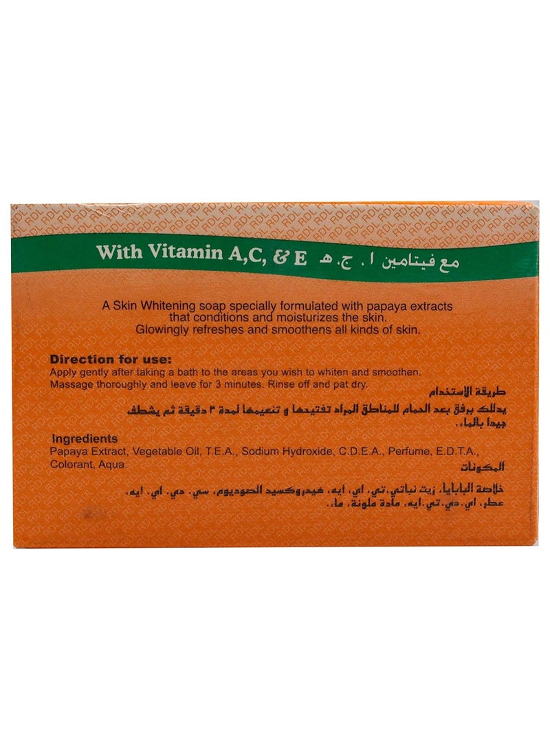 RDL Pack of 3 Papaya Whitening Soap with Vitamin A,C, and E Orange 3 X 135grams - Image 3