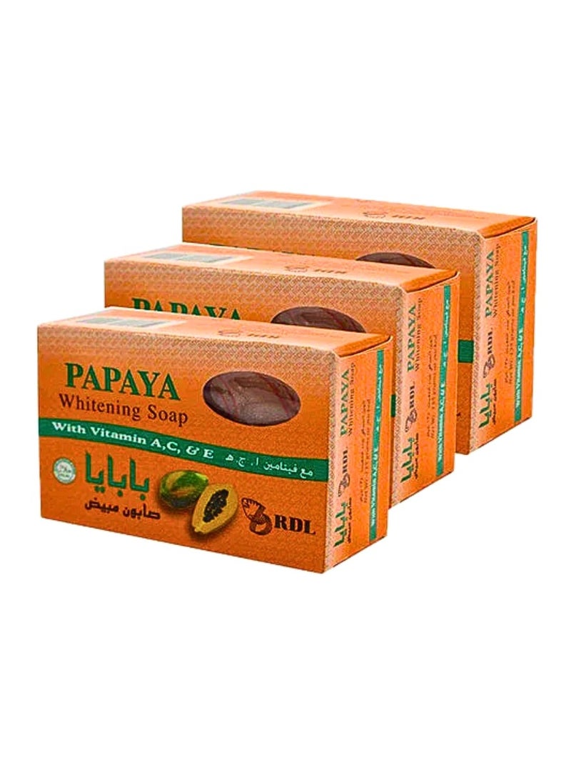 RDL Pack of 3 Papaya Whitening Soap with Vitamin A,C, and E Orange 3 X 135grams - Image 2