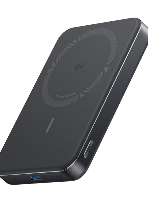 10000 mAh 10000 mAh MagGo Power Bank, Ultra-Slim 10,000mAh Magnetic Portable Charger, Qi2 Certified 15W Ultra-Fast MagSafe-Compatible Battery Pack, Ergonomic Design, For iPhone 16/15/14/13/12 Series Only Black