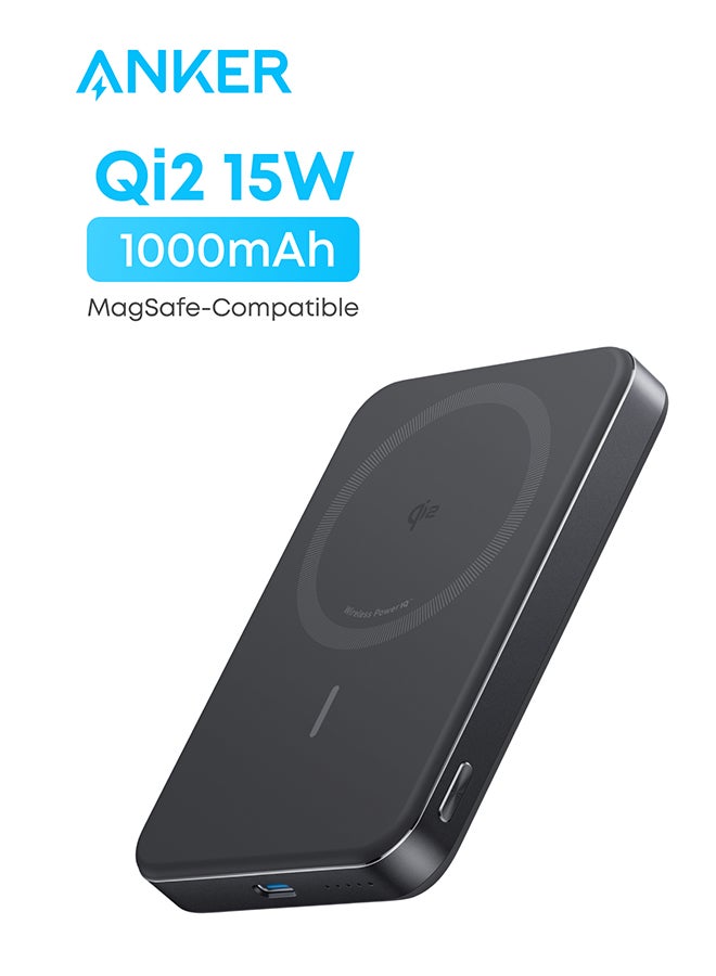 Anker 10000 mAh 10000 mAh MagGo Power Bank, Ultra-Slim 10,000mAh Magnetic Portable Charger, Qi2 Certified 15W Ultra-Fast MagSafe-Compatible Battery Pack, Ergonomic Design, For iPhone 16/15/14/13/12 Series Only Black  - Image 1