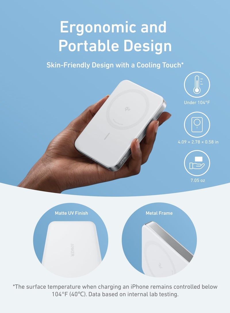 10000 mAh MagGo Power Bank, Ultra-Slim 10,000mAh Magnetic Portable Charger, Qi2 Certified 15W Ultra-Fast MagSafe-Compatible Battery Pack, Ergonomic Design, For iPhone 16/15/14/13/12 Series Only White - pnsku/N70120305V/45/_/1729140455/183786de-4899-4b3b-b576-e032244034b2