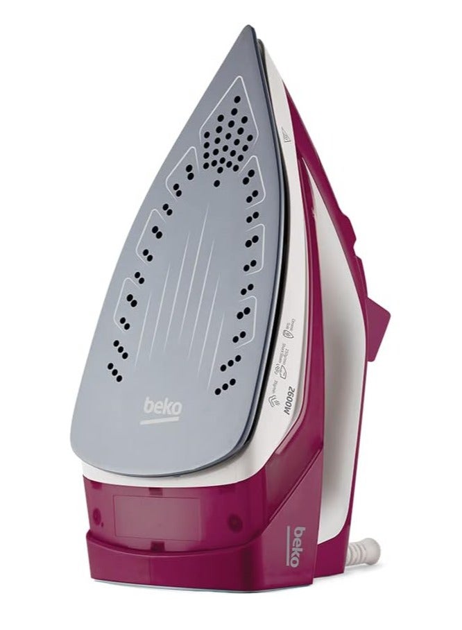 Steam Clothes Iron - 2600 Watts - 240 ml - Ceramic Soleplate - Anti-Scale - Auto Shut-Off 240 ml 2600 W SIM 3126 R Granet Red