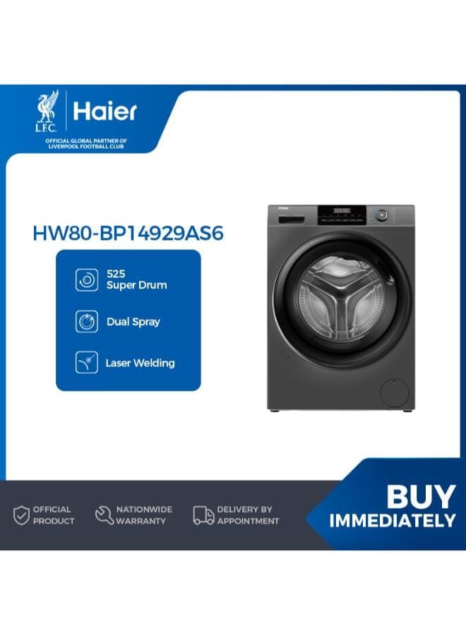 هاير Washing Machine 8 KG Front Loading , inverter Motor 525 mm ,Super Drum Steam - HW80-BP14929AS6 silver - Image 1