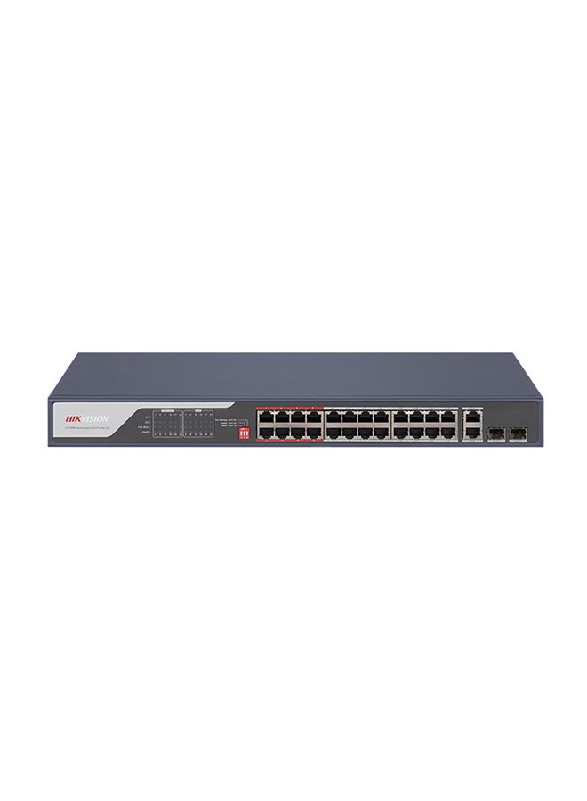 هيك فيجن 24 Port Fast Ethernet Unmanaged POE Switch, 2410/100 Mbps PoE Port, 2Gigabit RJ45 Port, 2*Gigabit Fiber Optical Port, 300m Long Range PoE, 6KV Surge Protection, 8.8Gbps Switching Capacity, 4 Mbits, Metal, Blue | DS-3E0326P-E(C) Blue - Image 3