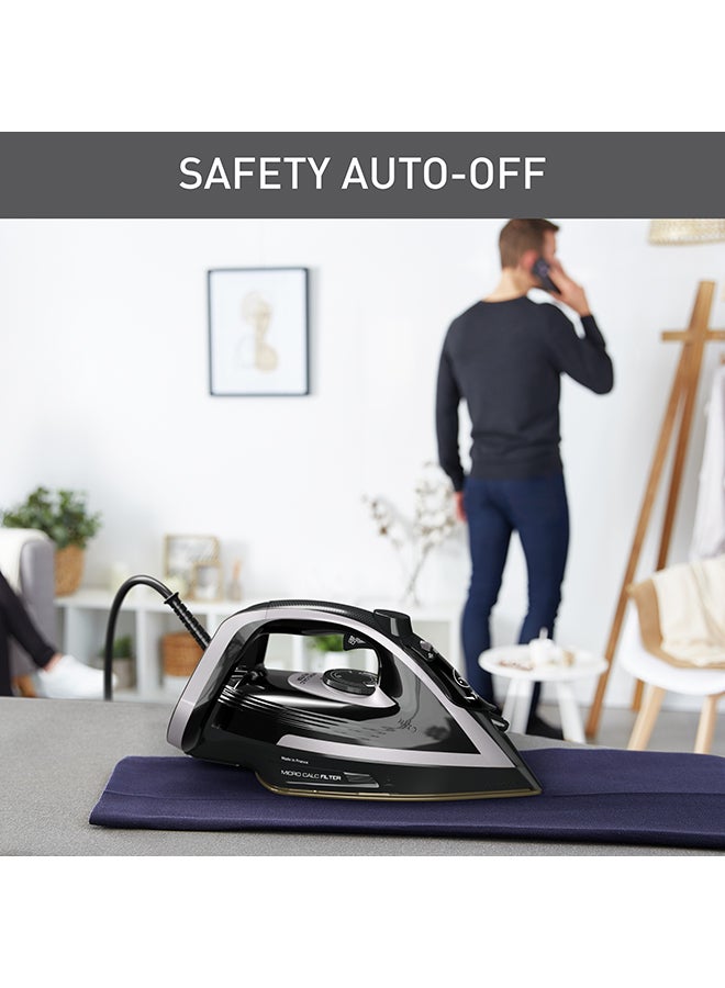 Tefal Puregliss Steam Iron | 50 g/Min Steam Output | 280 g/Min Steam Burst | Anti-Stain Protection | Exceptional Glide | Safety Auto-Off | Made in France | 270 ml 3000 W FV8062G0 Black / Shady  - Image 5