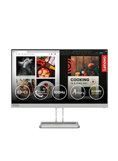 Lenovo L-Series 60.45cm (24 inch) FHD IPS Ultraslim Monitor | 100Hz, 99% sRGB, AMD FreeSync, HDMI, Tilt Stand, 2x3W Speakers, Smart Display Customization Artery, Home & Office Use, L24i-40 Cloud Grey  - Image 1