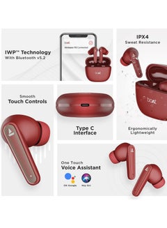 boAt boAt Airdopes 115 in Ear TWS Earbuds with ENx & Beast Mode, Upto 24 Hrs Playback and ASAP Charge(Raging Red) Red  - Image 2