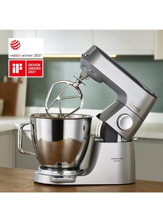 KENWOOD Kitchen Machine Titanium Chef Baker, Built-in Weighing Scale, DuoBowl 7L+5L Cap, 4 Tools, 3 Attachemnts, Glass Blender, Mincer, Multi Mill 7 L 1800 W KVL85.344SI Silver - Image 2