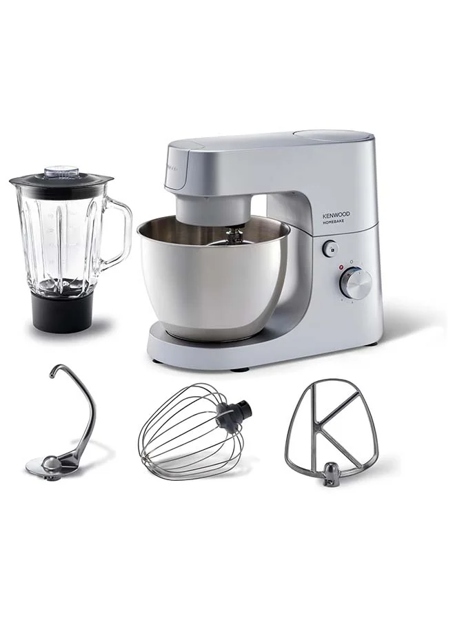 KENWOOD Stand Mixer Kitchen Machine HOMEBAKE, 5L Brushed Steel Bowl, K-Beater, Whisk, Dough Hook, Splash Guard, Variable Speed, Compact Design