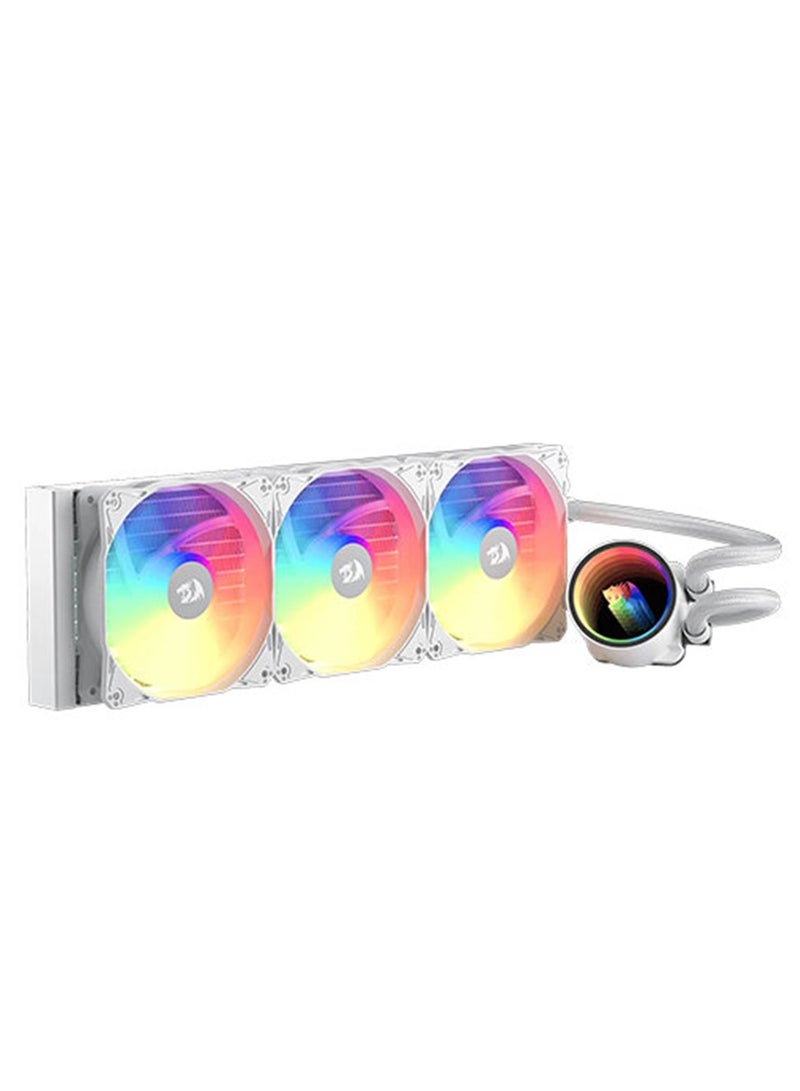 REDRAGON Liquid Cooler for Laptops ,Groovy Infinity Mirror Effect , 3300 RPM High-Efficiency , 3 x Cooling fan(360mm) , 120mm PWM RGB , 20 dBA Quiet , Model CCW-3013 , ARGB , AIO 360 CPU  - Image 2
