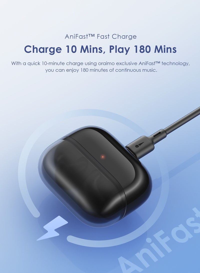 Oraimo SpaceBuds Z Active Noise Cancelling Bluetooth Earphones, Sound360 Spatial Audio True Wireless Earbuds,4 Mics for AI Clear Calls,38H Playtime,Dual Device Connectivity, Customization via App Mysterious Blue  - Image 3