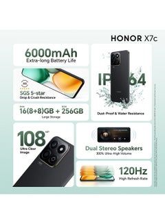 Honor X7c Dual SIM 8GB RAM 256GB Midnight Black 4G With Free Inbox 35W Charger - Middle East Version  - Image 4
