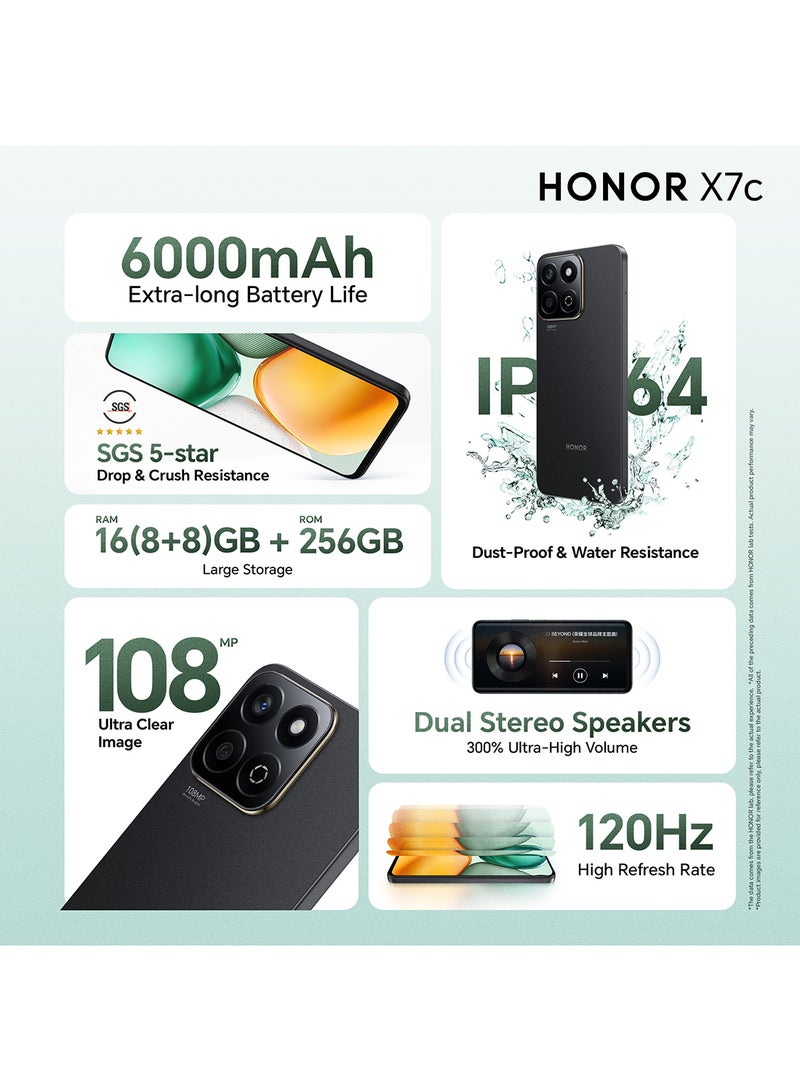 هونور X7c Dual SIM 8GB RAM 256GB Midnight Black 4G With Free Inbox 35W Charger - Middle East Version  - Image 4