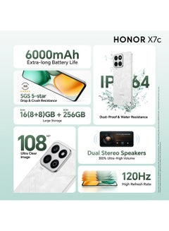 Honor X7c Dual SIM 8GB RAM 256GB Moonlight White 4G With Free Inbox 35W Charger - Middle East Version  - Image 4