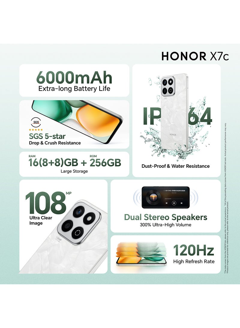 Honor - X7c Dual SIM 8GB RAM 256GB Moonlight White 4G With Free Inbox 35W Charger - Middle East Version - Image 1