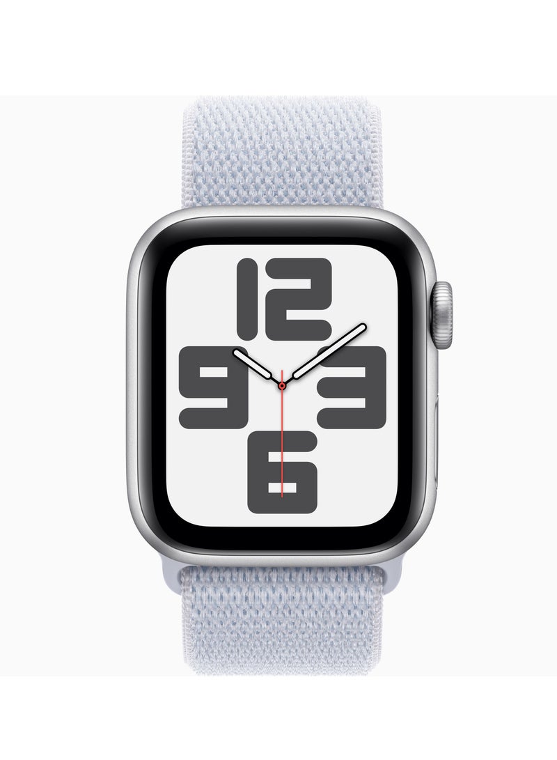 Apple Watch SE GPS 40mm Silver Aluminum Case with Blue Cloud Sport Loop Silver With Blue Cord - Image 2