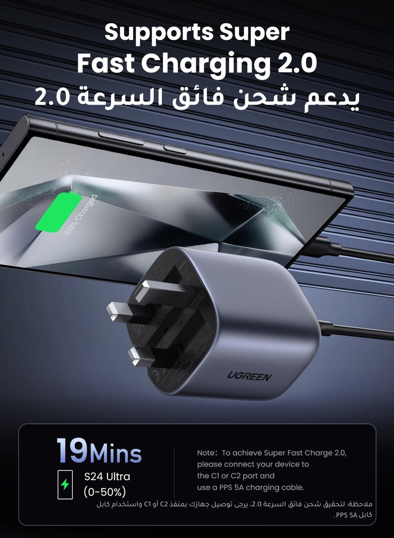 Ugreen - 65W Nexode Charger Type C 3C1A USB Type C Adapter Fast Wall Charger Compatible With iPhone 16 15 13 Galaxy S24 23 Ultra Macbook Pro Air iPad Pro Mini Xiaomi Redmi Lenovo Airpods 4 Apple Watch Space Gray - Image 1