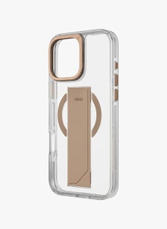Uniq Series Heldro Max Protective Case with Flex Grip Band and Adjustable Kickstand Made with Strongs Magnets Built-in Kickstand Compatible with iPhone 16 Pro - Gold  - Image 3