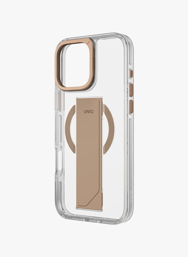 يونيك - Series Heldro Max Protective Case with Flex Grip Band and Adjustable Kickstand Made with Strongs Magnets Built-in Kickstand Compatible with iPhone 16 Pro - Gold - Image 1