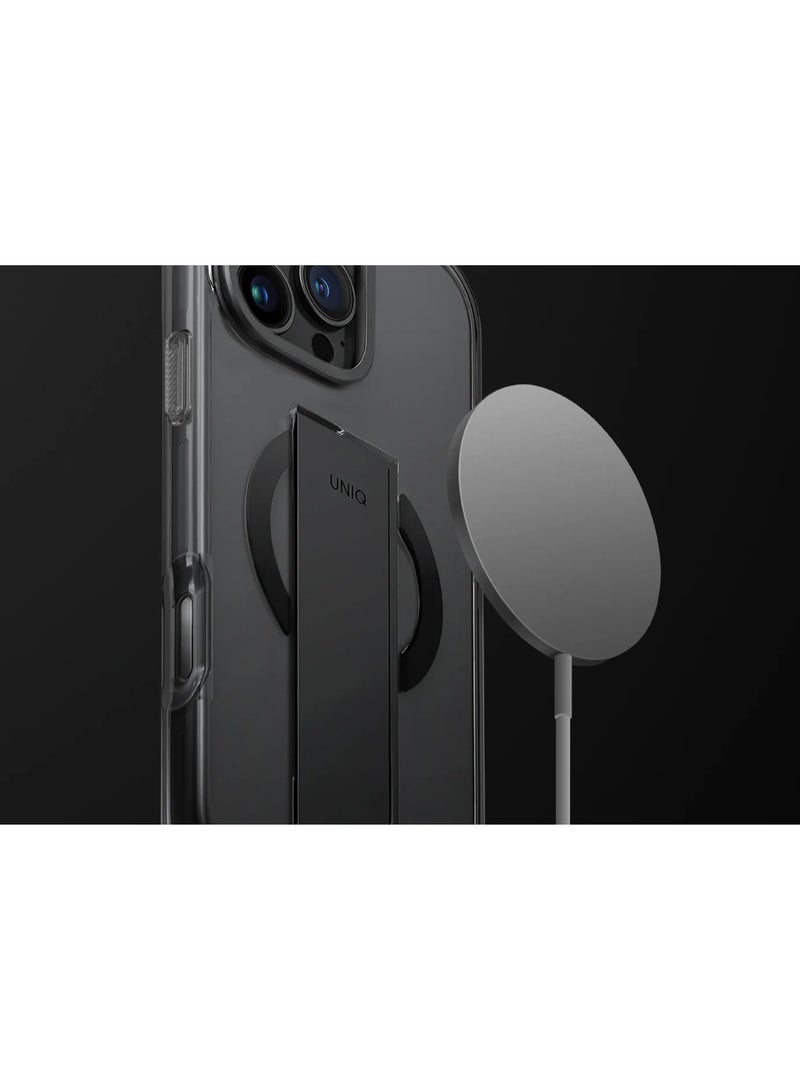 Uniq - Series Heldro Max Protective Case with Flex Grip Band and Adjustable Kickstand Made with Strongs Magnets Built-in Kickstand Compatible with iPhone 16 Pro Max - Clear - Image 1