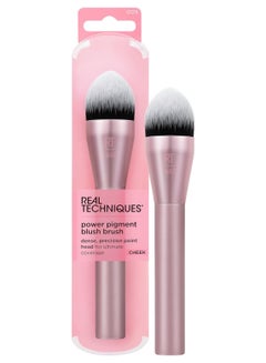 REAL TECHNIQUES Power Pigment Blush Makeup Brush, Cheek Brush For Liquid & Cream Blush, Dense, Synthetic Bristles With Pointed Shape, Vegan & Cruelty Free Pink  - Image 1