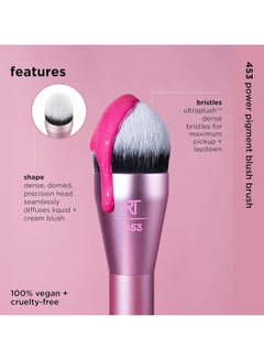 REAL TECHNIQUES Power Pigment Blush Makeup Brush, Cheek Brush For Liquid & Cream Blush, Dense, Synthetic Bristles With Pointed Shape, Vegan & Cruelty Free Pink  - Image 3