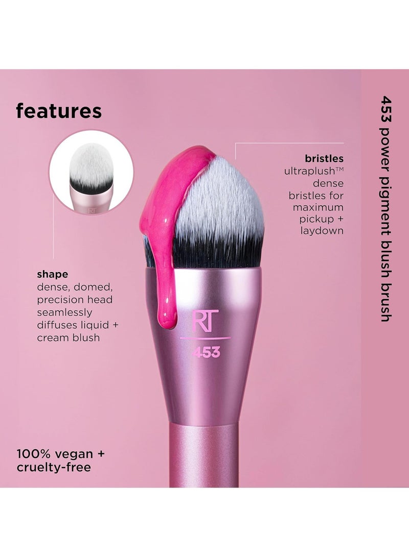 REAL TECHNIQUES Power Pigment Blush Makeup Brush, Cheek Brush For Liquid & Cream Blush, Dense, Synthetic Bristles With Pointed Shape, Vegan & Cruelty Free Pink - Image 3