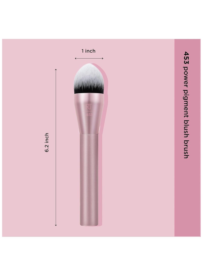 REAL TECHNIQUES Power Pigment Blush Makeup Brush, Cheek Brush For Liquid & Cream Blush, Dense, Synthetic Bristles With Pointed Shape, Vegan & Cruelty Free Pink - Image 4
