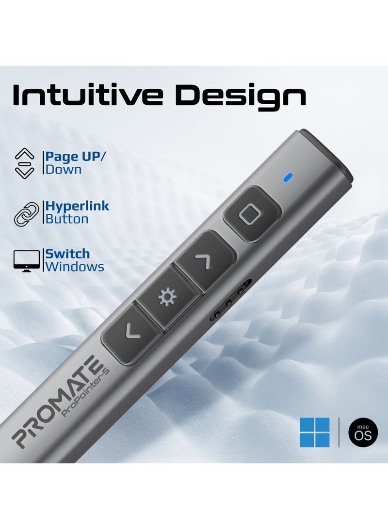 بروميت - 2-in-1 Wireless Presenter with Multifunctional Stylus, 2.4GHz RF Connectivity, Brilliant Green 200m Laser Pointer, 50m Range, One-Touch Control Grey - Image 1