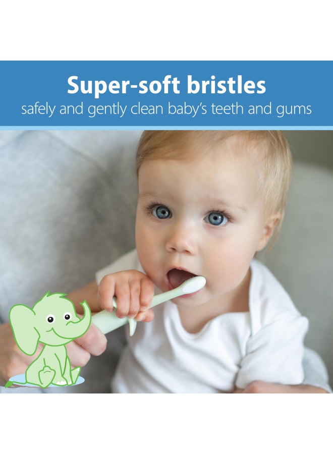 دكتور براونز Infant-To-Toddler Elephant Toothbrush, Strawberry Toothpaste And 30 Count Tooth And Gum Wipes Set, 0-3 Years - Image 3